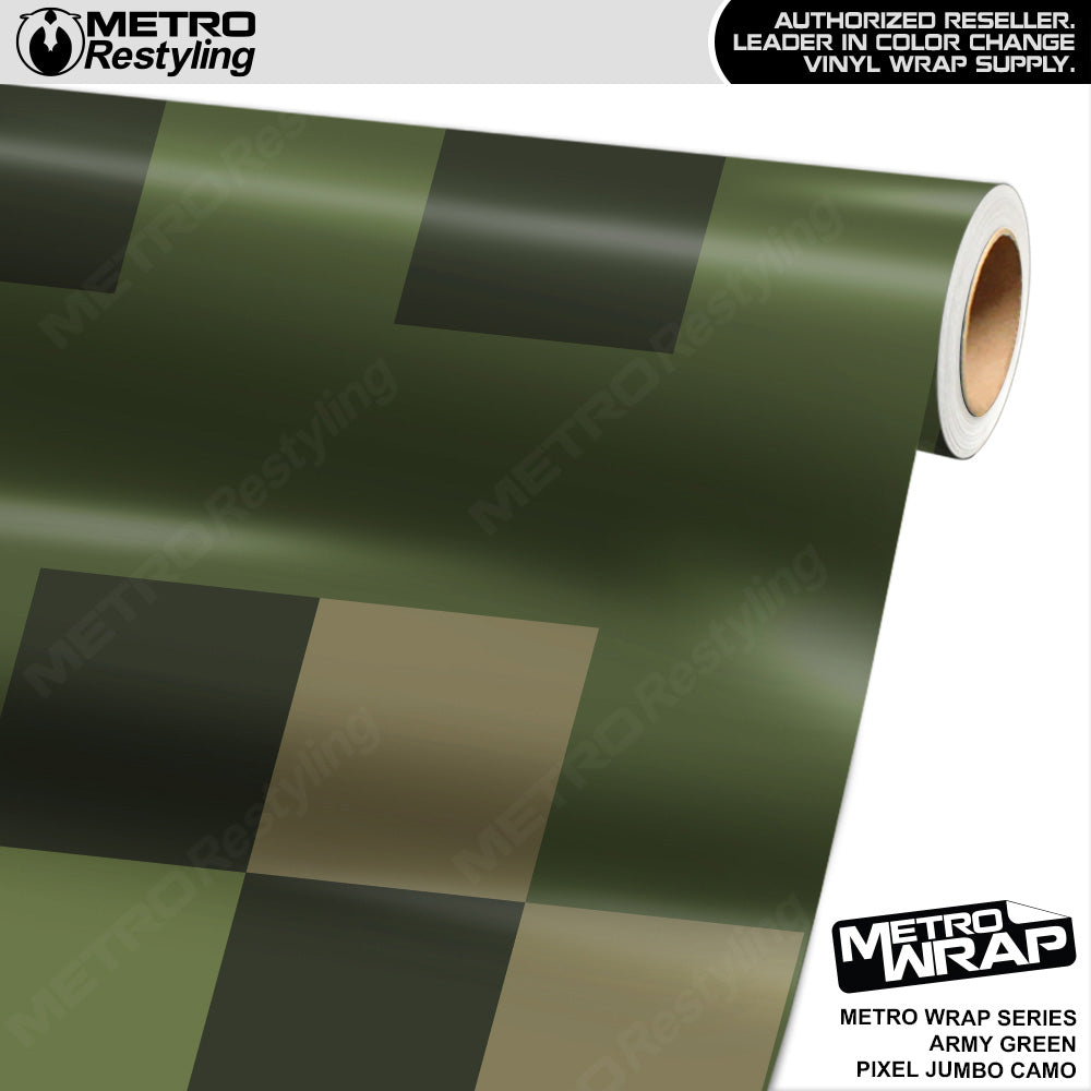 Metro Wrap Jumbo Pixel Army Green Camouflage Vinyl Film