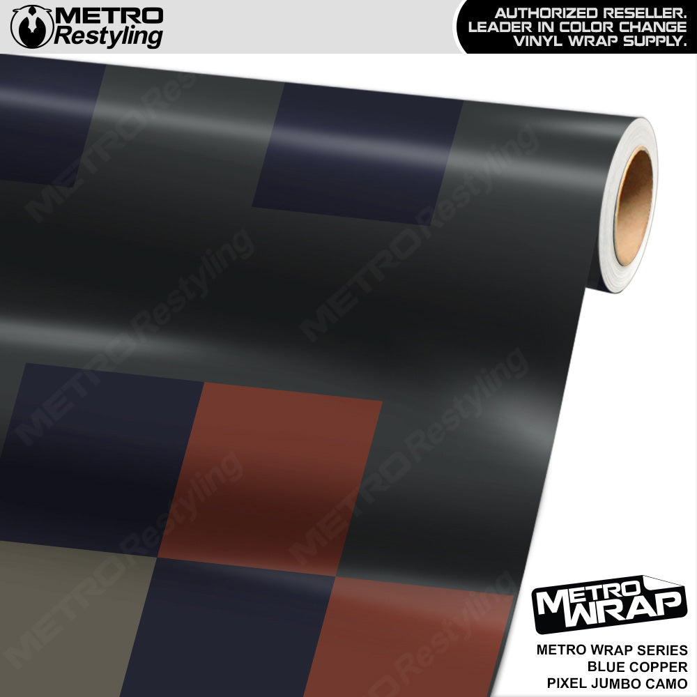 Metro Wrap Jumbo Pixel Blue Copper Camouflage Vinyl Film