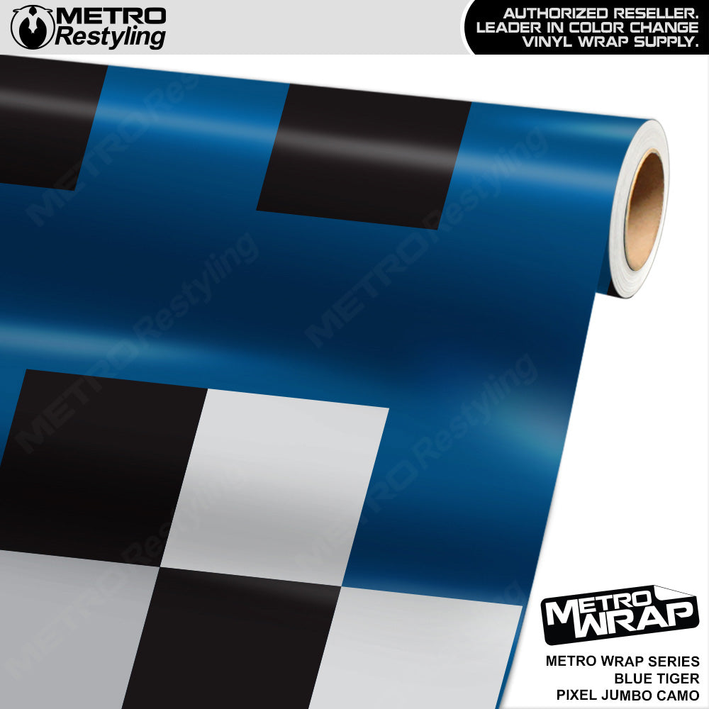 Metro Wrap Jumbo Pixel Blue Tiger Camouflage Vinyl Film