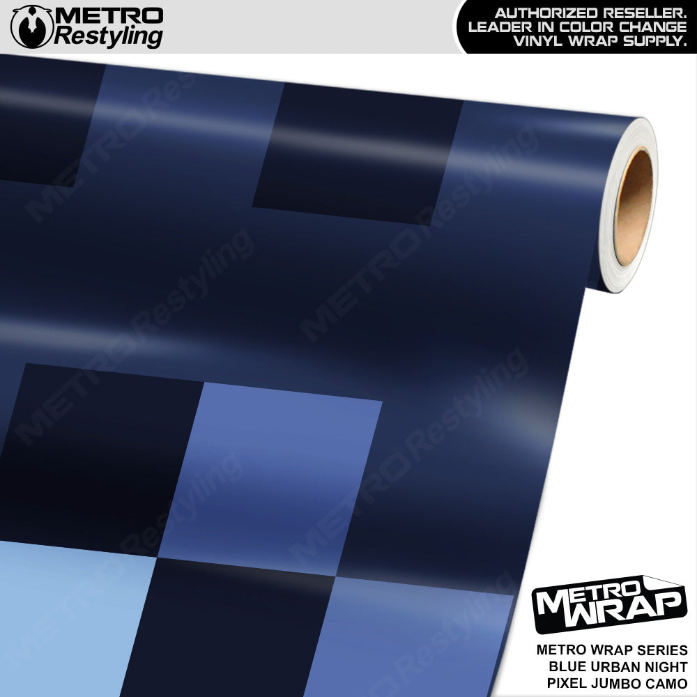 Metro Wrap Jumbo Pixel Blue Urban Night Camouflage Vinyl Film