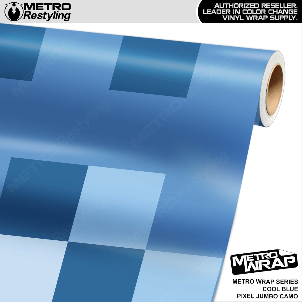 Metro Wrap Jumbo Pixel Cool Blue Camouflage Vinyl Film
