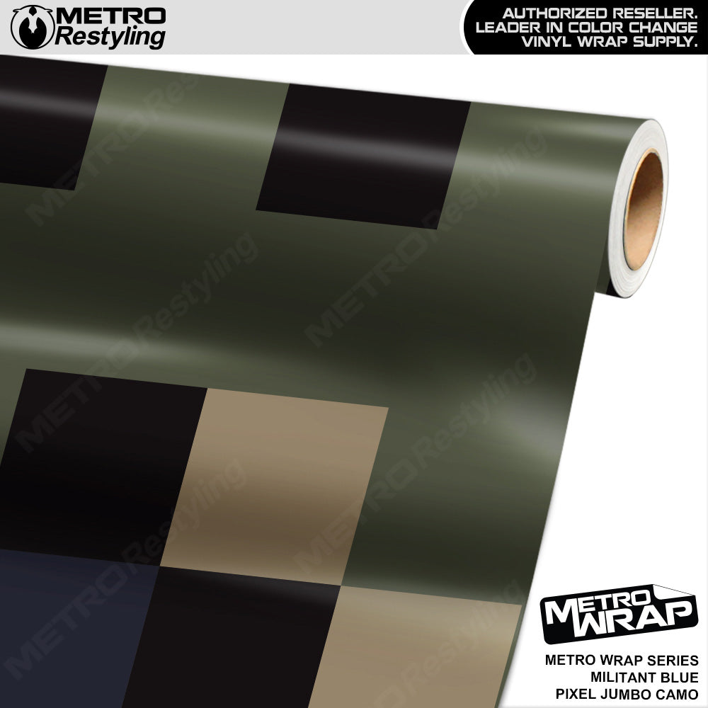Metro Wrap Jumbo Pixel Militant Blue Camouflage Vinyl Film