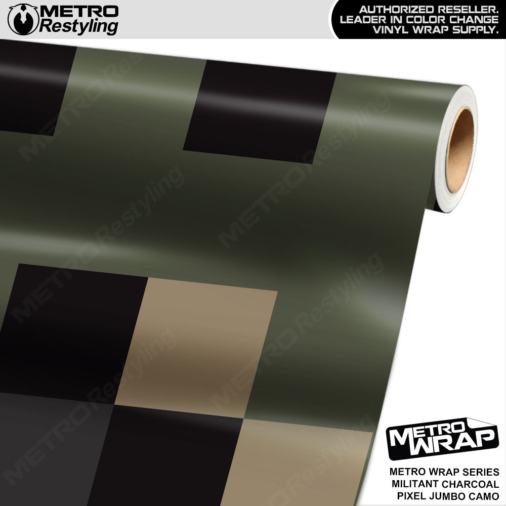 Metro Wrap Jumbo Pixel Militant Charcoal Camouflage Vinyl Film