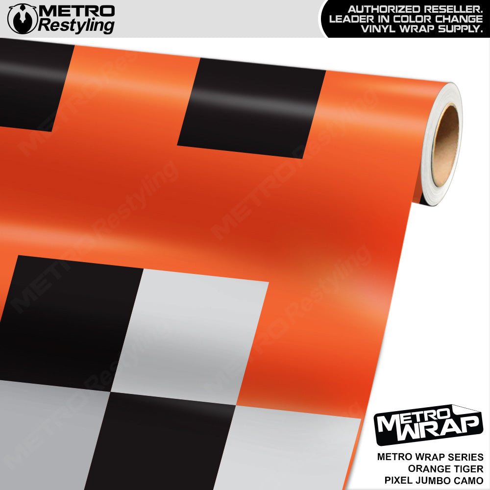 Metro Wrap Jumbo Pixel Orange Tiger Camouflage Vinyl Film