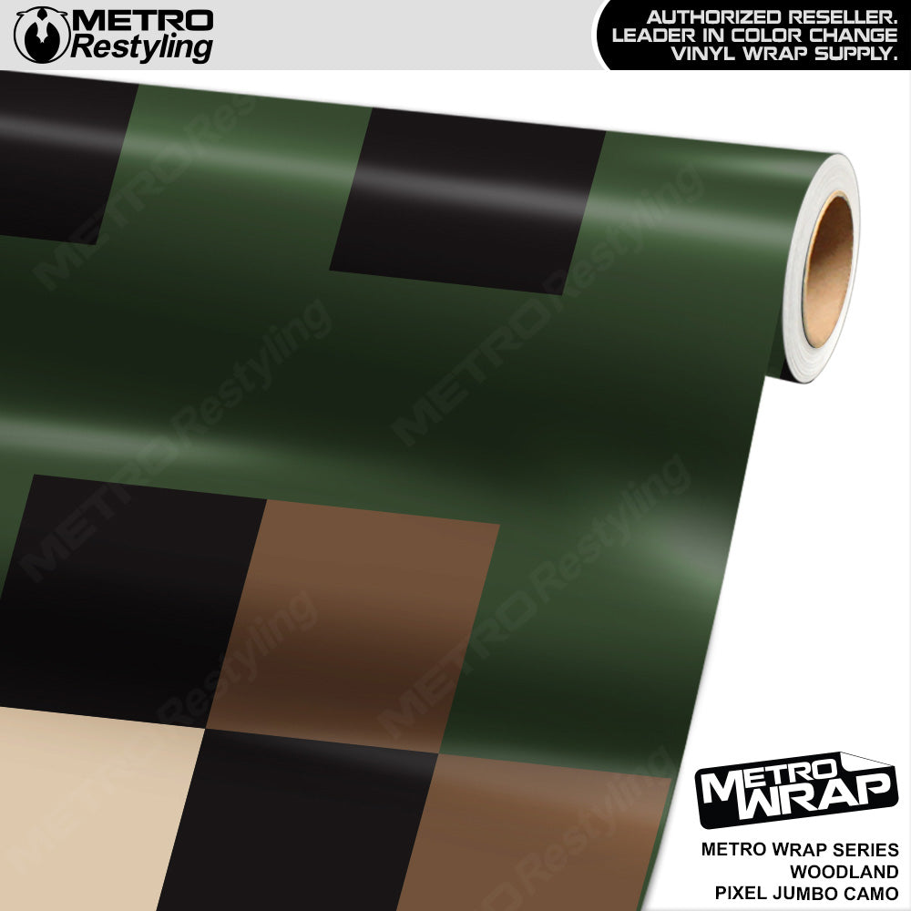 Metro Wrap Jumbo Pixel Woodland Camouflage Vinyl Film