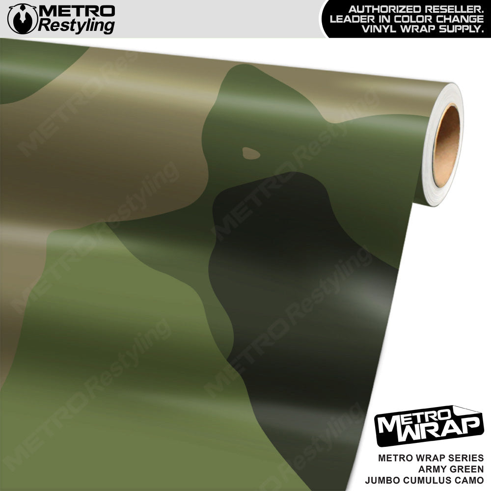 Metro Wrap Jumbo Cumulus Army Green Camouflage Vinyl Film