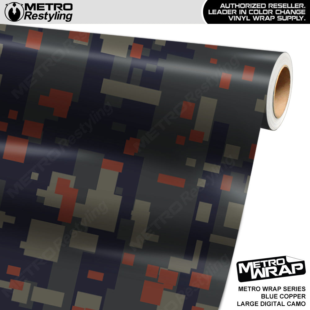 Metro Wrap Large Digital Blue Copper Camouflage Vinyl Film