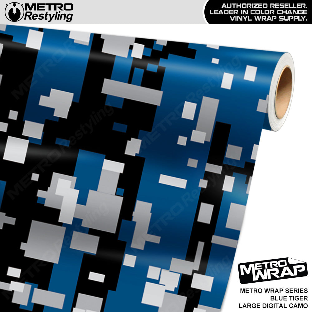 Metro Wrap Large Digital Blue Tiger Camouflage Vinyl Film