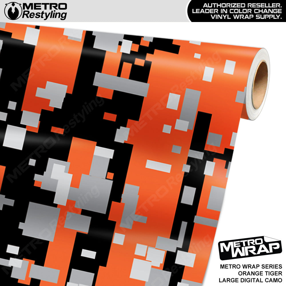 Metro Wrap Large Digital Orange Tiger Camouflage Vinyl Film