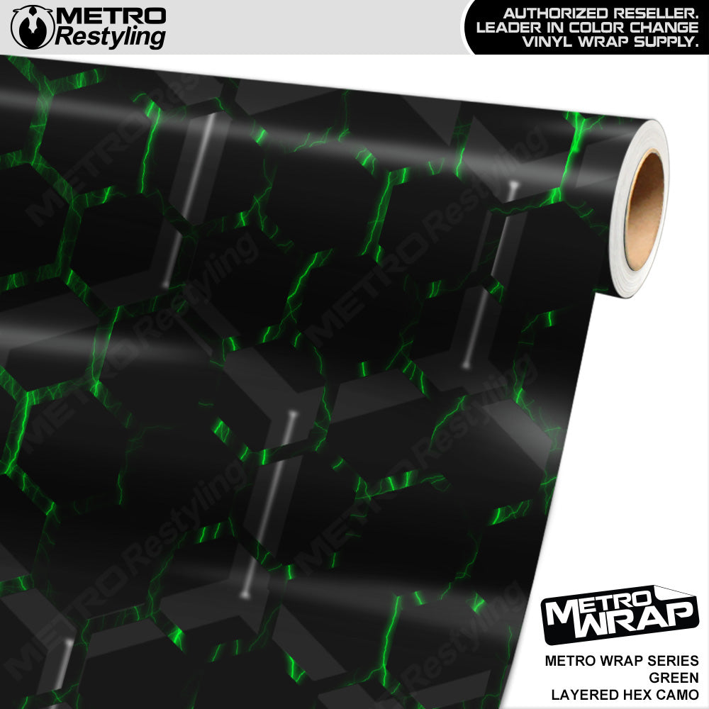 Metro Wrap Layered Hex Green Camouflage Vinyl Film