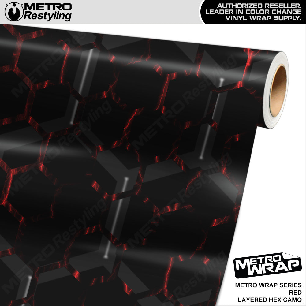 Metro Wrap Layered Hex Red Camouflage Vinyl Film