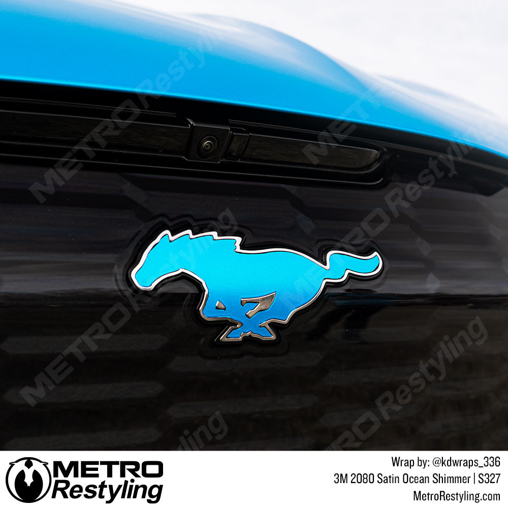 Bright Blue Mustang Wrap