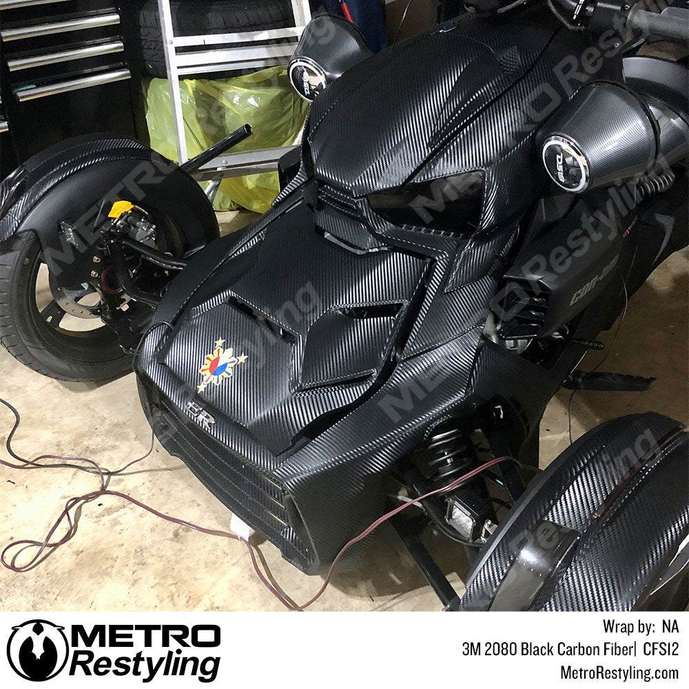 Black Wrap Sheet For Bike 3M 2080 Black Carbon Fiber Vinyl Wrap CFS12