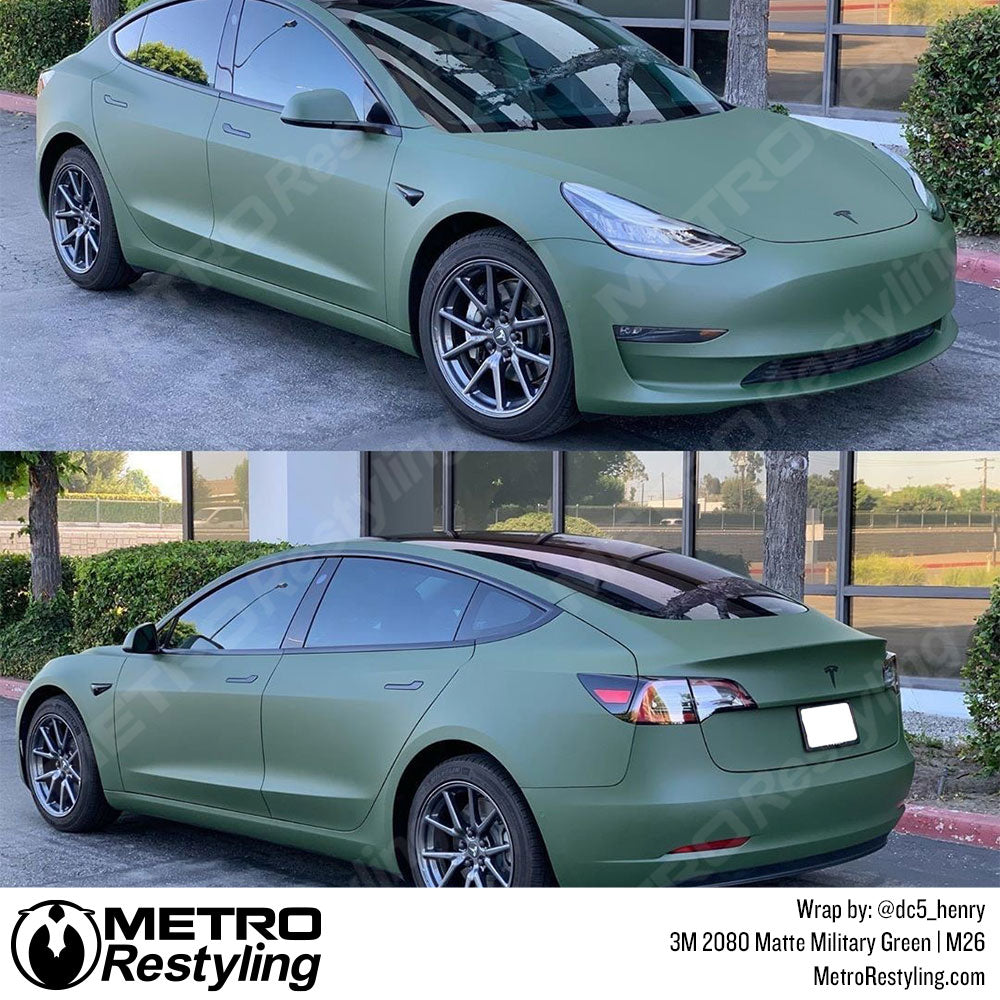 Tesla Matte Green Vinyl Wrap