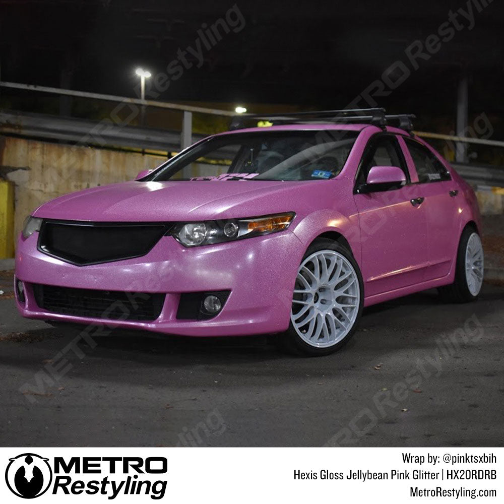 Gloss Jellybean Pink Glitter Car Wrap