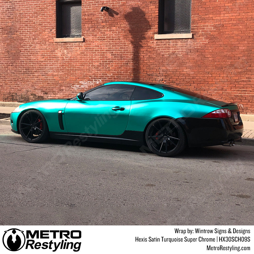 Satin Turquoise Super Chrome Car wrap