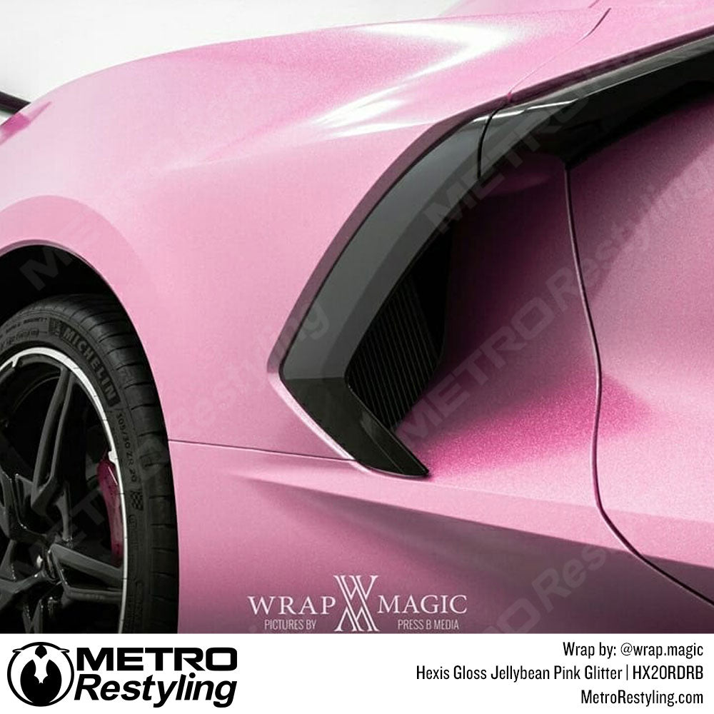 Hexis Gloss Jellybean Pink Glitter Vinyl Wrap | HX20RDRB