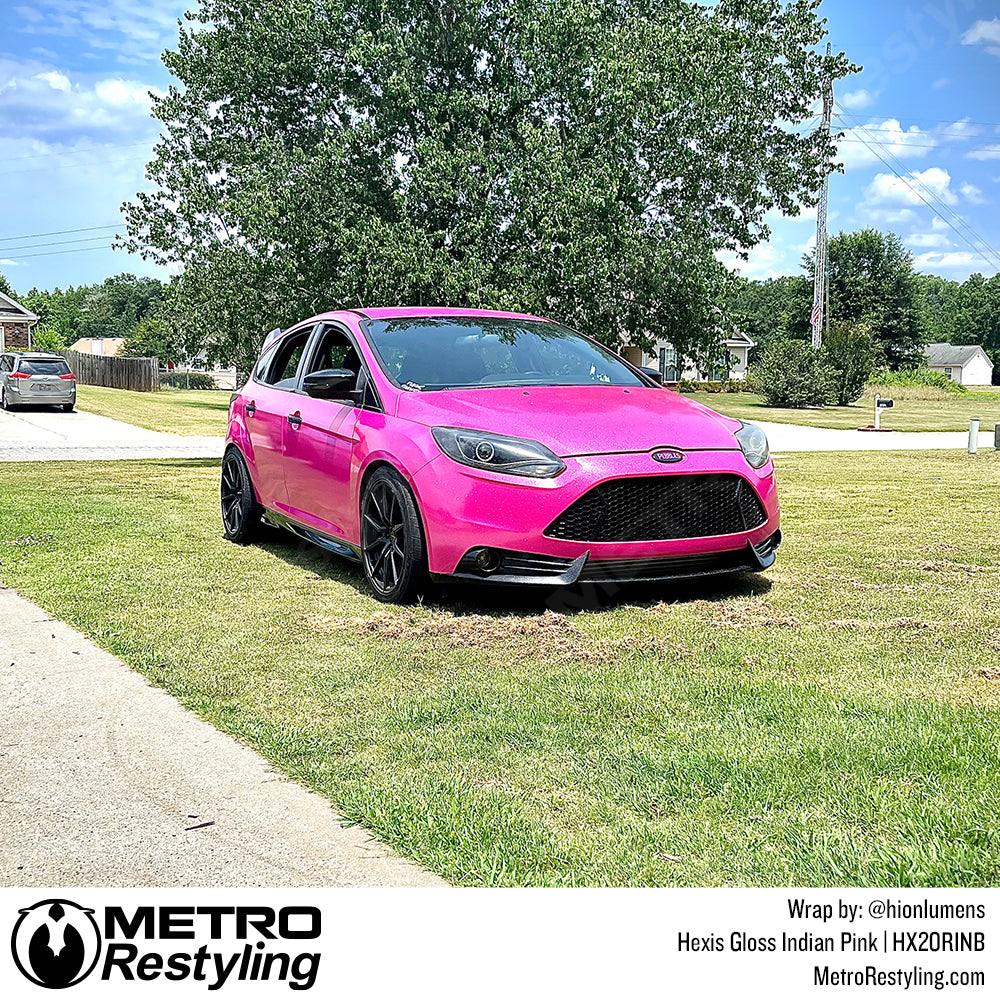Indian Pink Ford Focus Wrapped