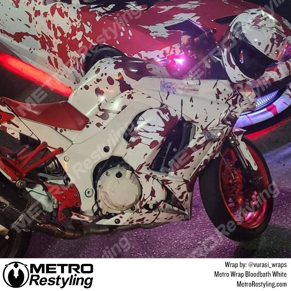 Metro Wrap Bloodbath White Motorcycle wrap