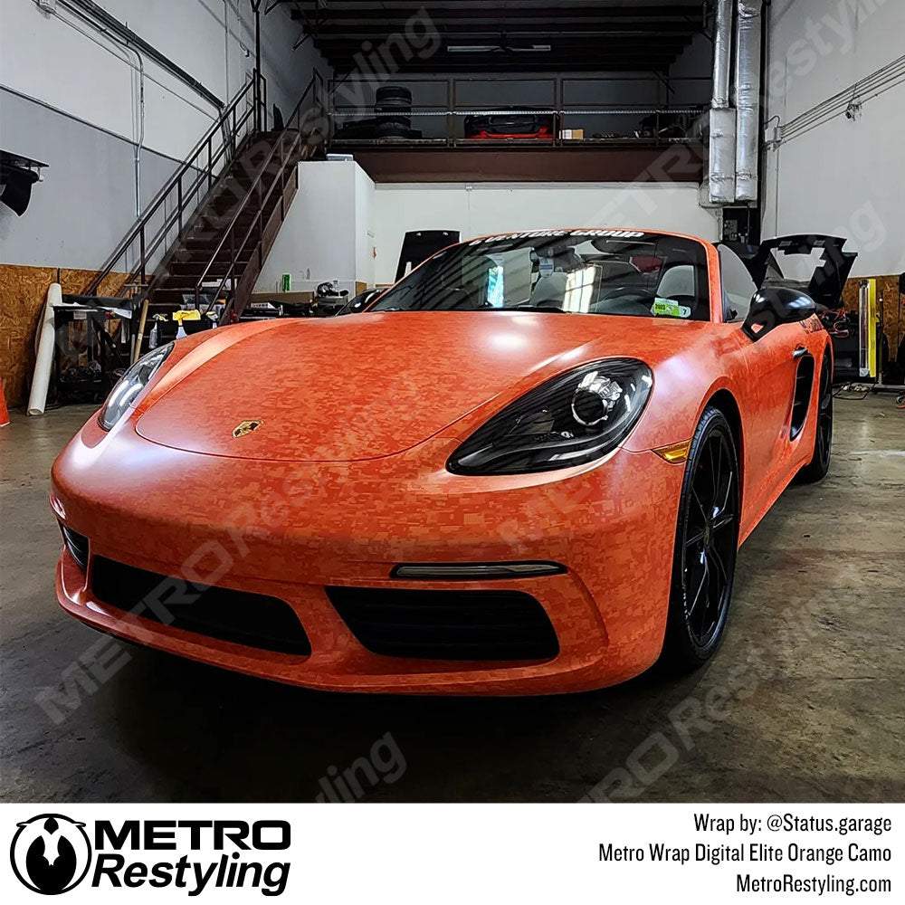Elite Orange Camo Porsche Wrap
