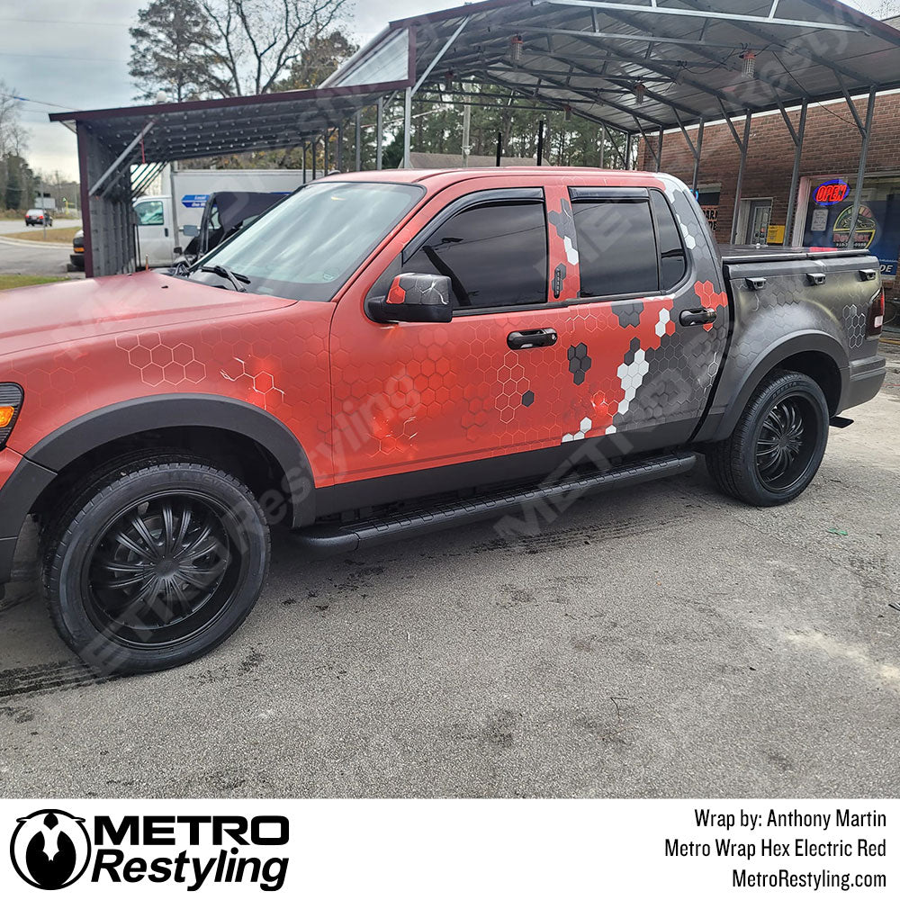 Hex Electric Red Truck Wrap