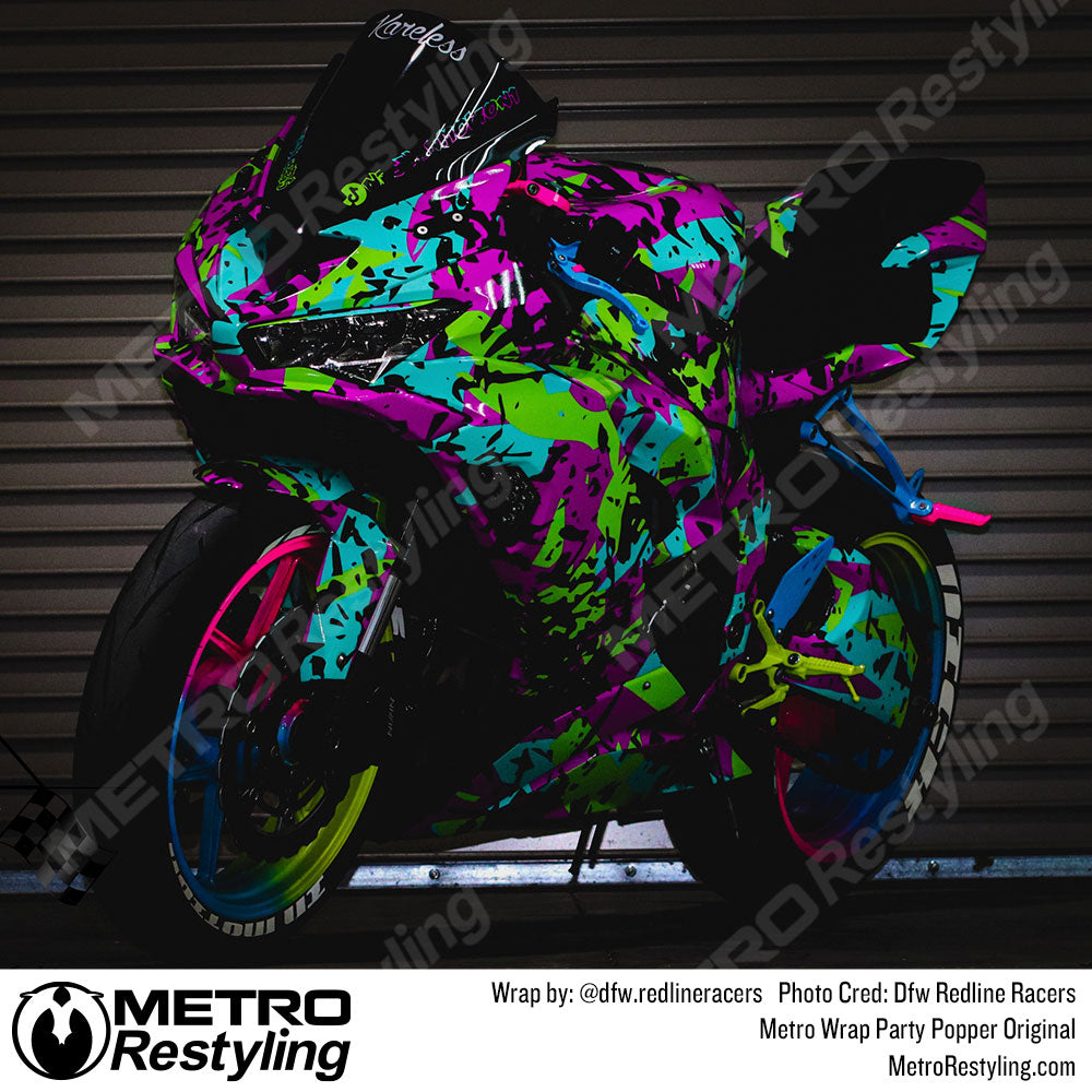 motorcycle party popper wrap