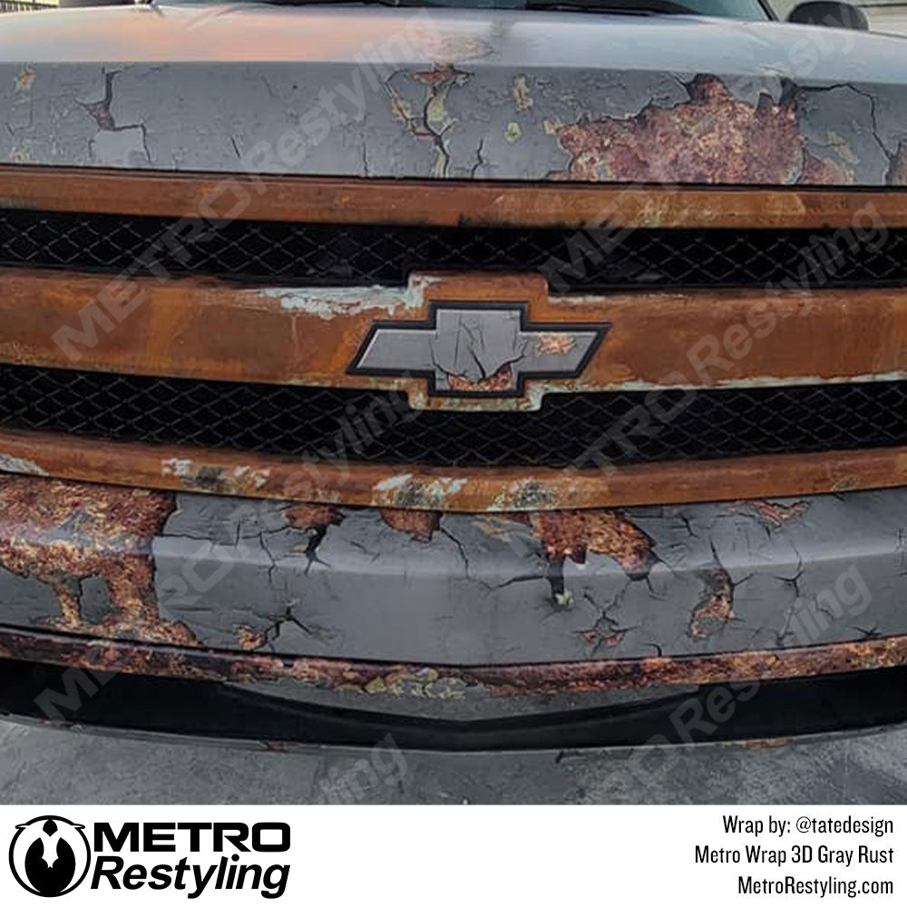 Metro Wrap 3D Gray Rust chevy truck vinyl