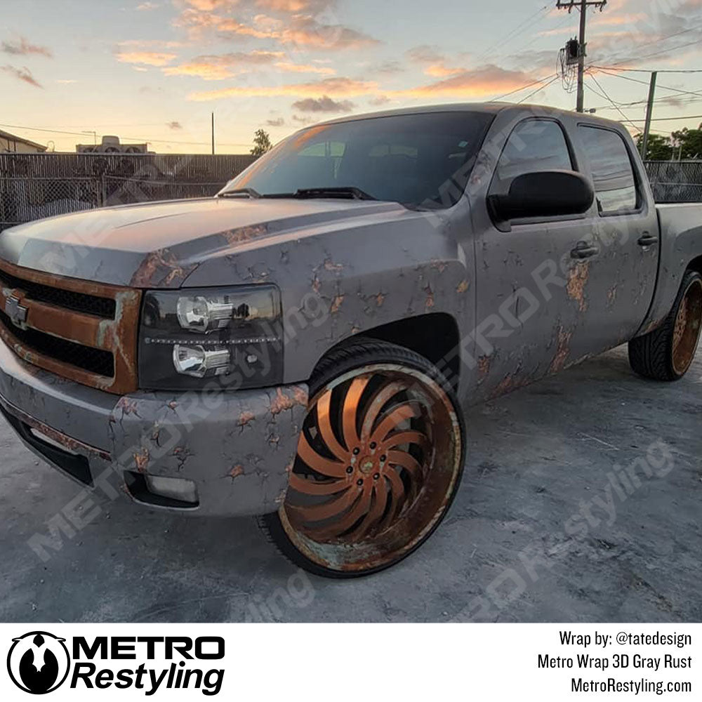 Metro Wrap 3D Gray Rust Truck Wrap