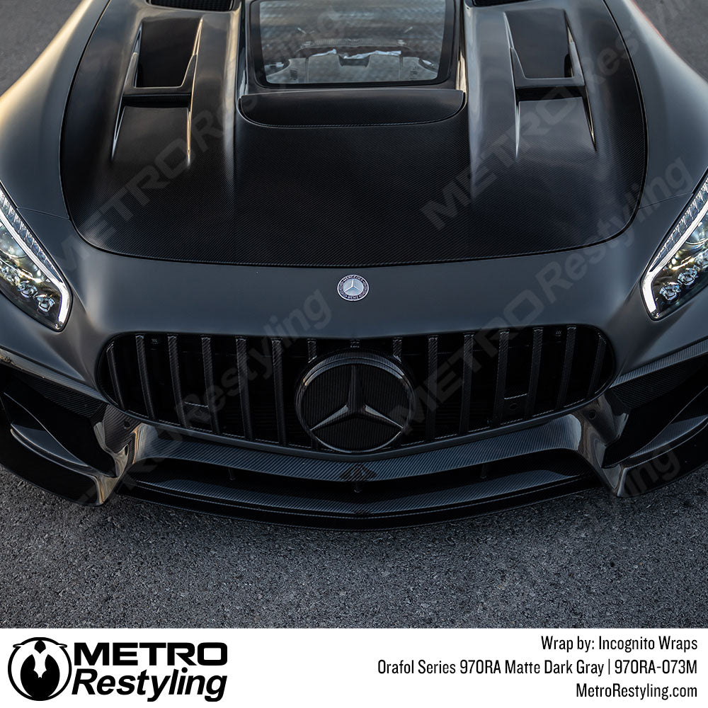 Black Matte Gray Mercedes Car Wrap