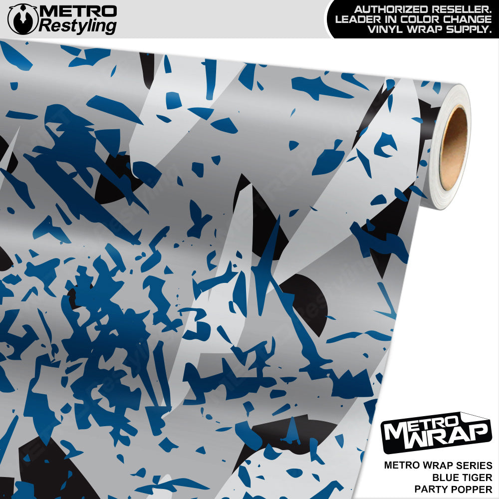 Metro Wrap Party Popper Blue Tiger Vinyl Film