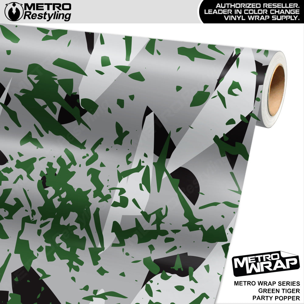 Metro Wrap Party Popper Green Tiger Vinyl Film