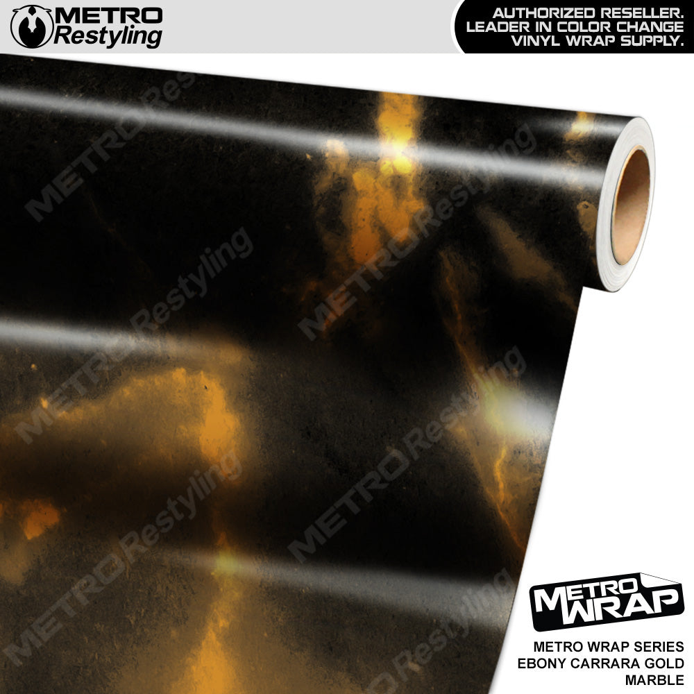 Metro Wrap Ebony Carrara Gold Marble Vinyl Film
