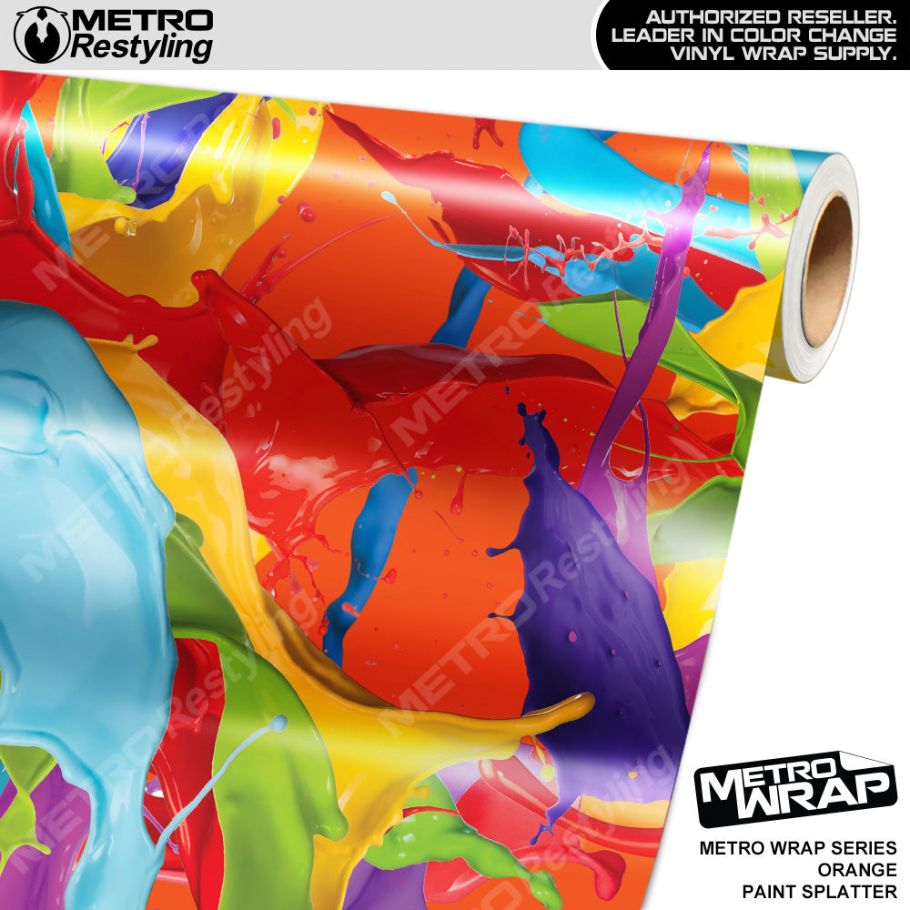Metro Wrap Orange Paint Splatter Vinyl Film