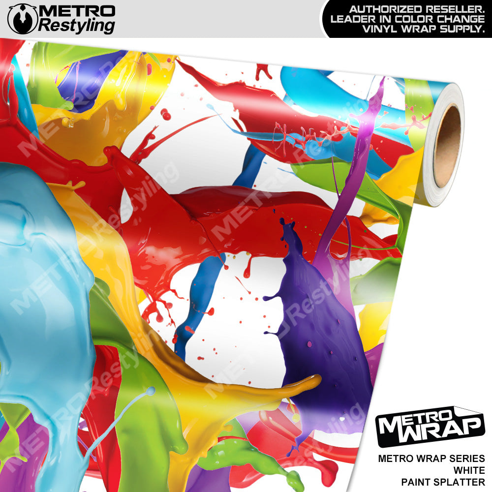 Metro Wrap White Paint Splatter Vinyl Film