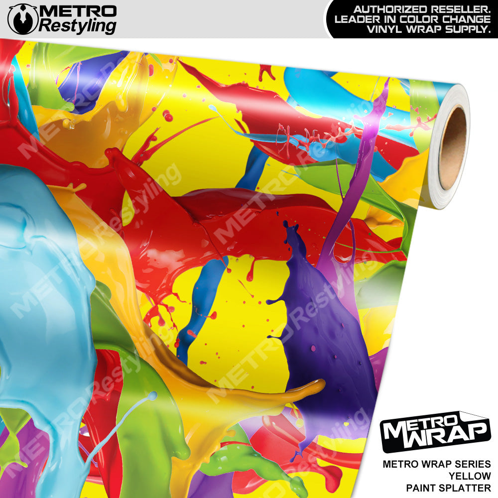 Metro Wrap Yellow Paint Splatter Vinyl Film