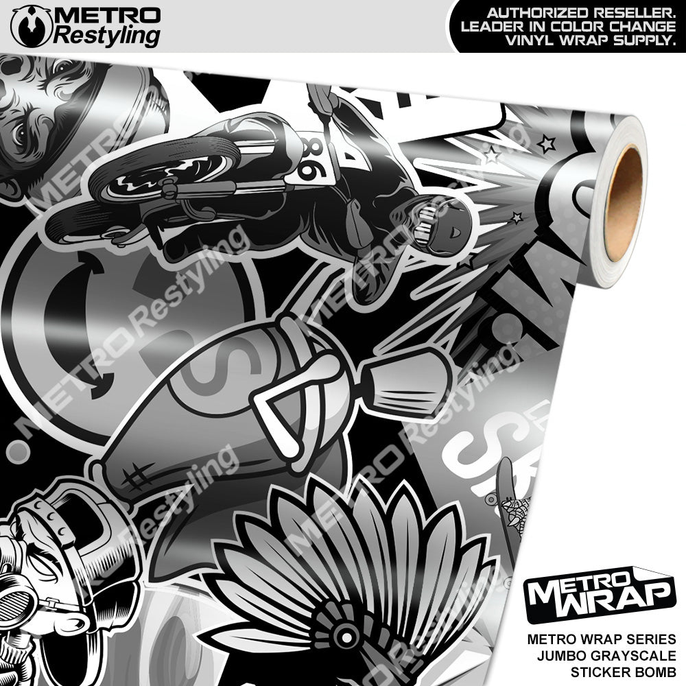 Metro Wrap Jumbo Grayscale Sticker Bomb Vinyl Film