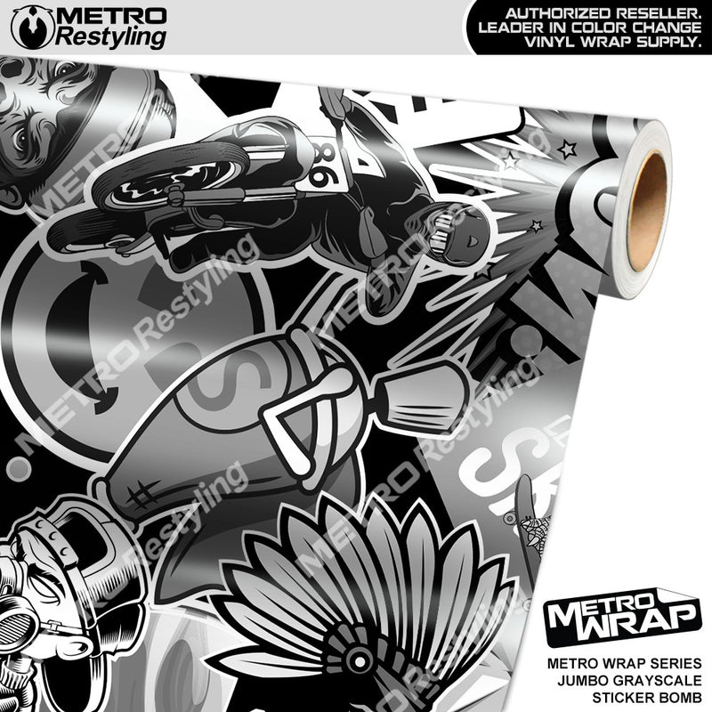 Jumbo Grayscale Sticker Bomb - Metro Wrap | Metro Restyling