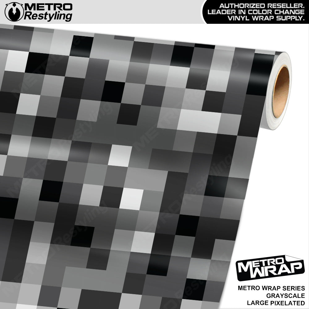 Metro Wrap Large Pixel Grayscale Camouflage Vinyl Film
