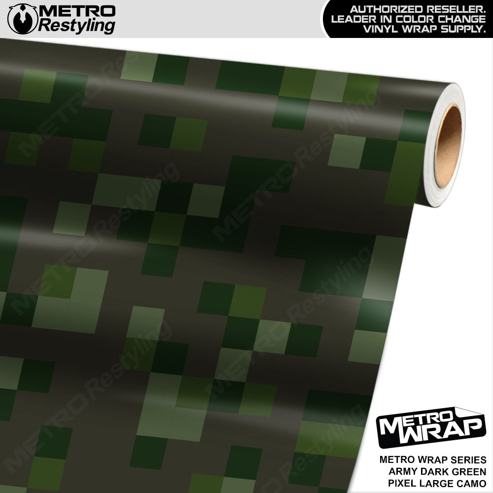 Metro Wrap Large Pixel Army Dark Green Camouflage Vinyl Film