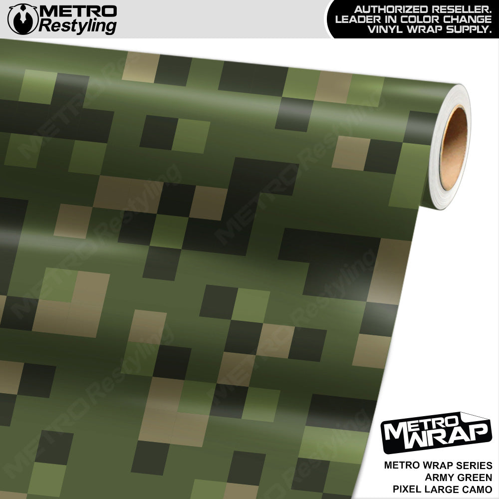 Metro Wrap Large Pixel Army Green Camouflage Vinyl Film