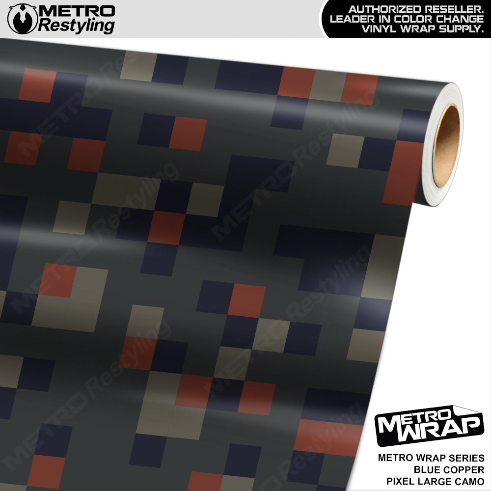 Metro Wrap Large Pixel Blue Copper Camouflage Vinyl Film