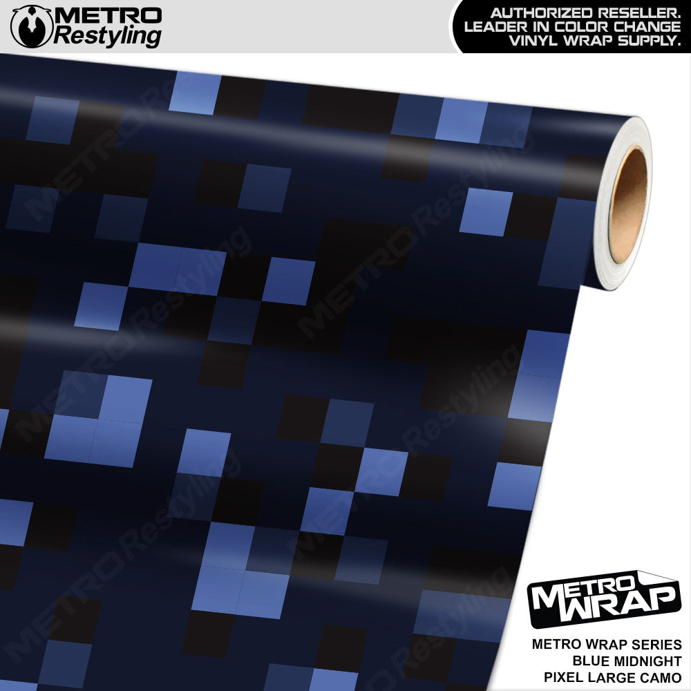 Metro Wrap Large Pixel Blue Midnight Camouflage Vinyl Film