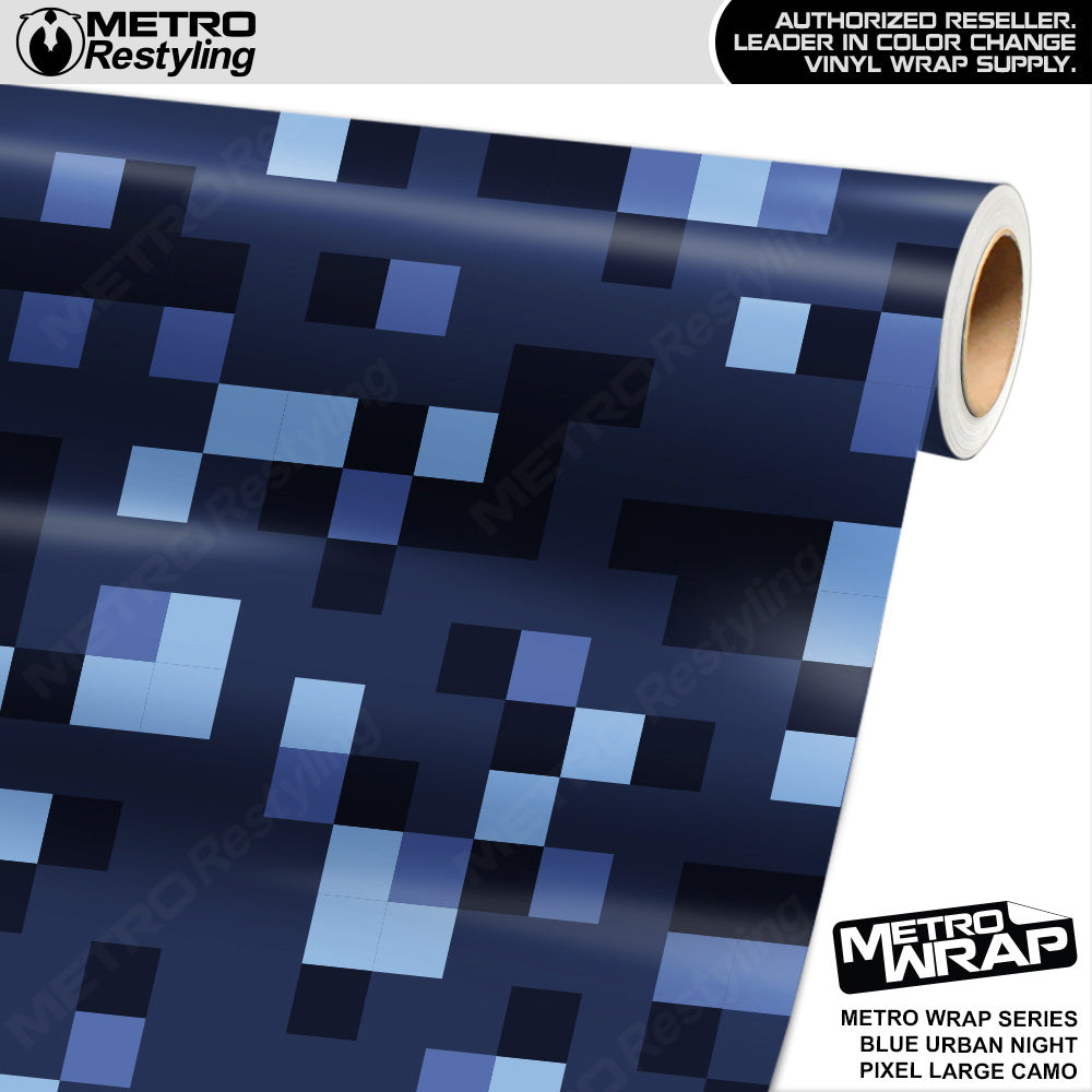 Metro Wrap Large Pixel Blue Urban Night Camouflage Vinyl Film
