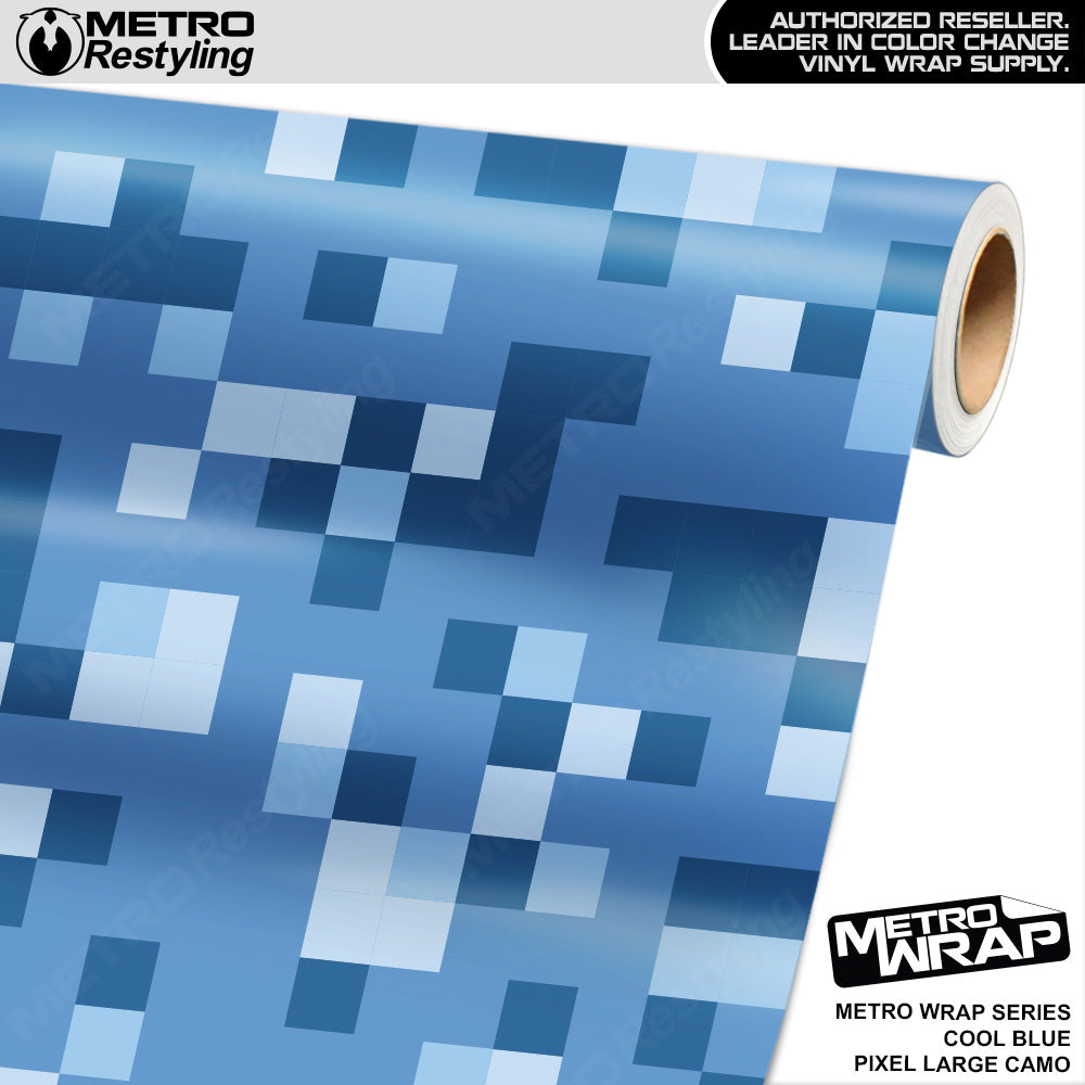 Metro Wrap Large Pixel Cool Blue Camouflage Vinyl Film
