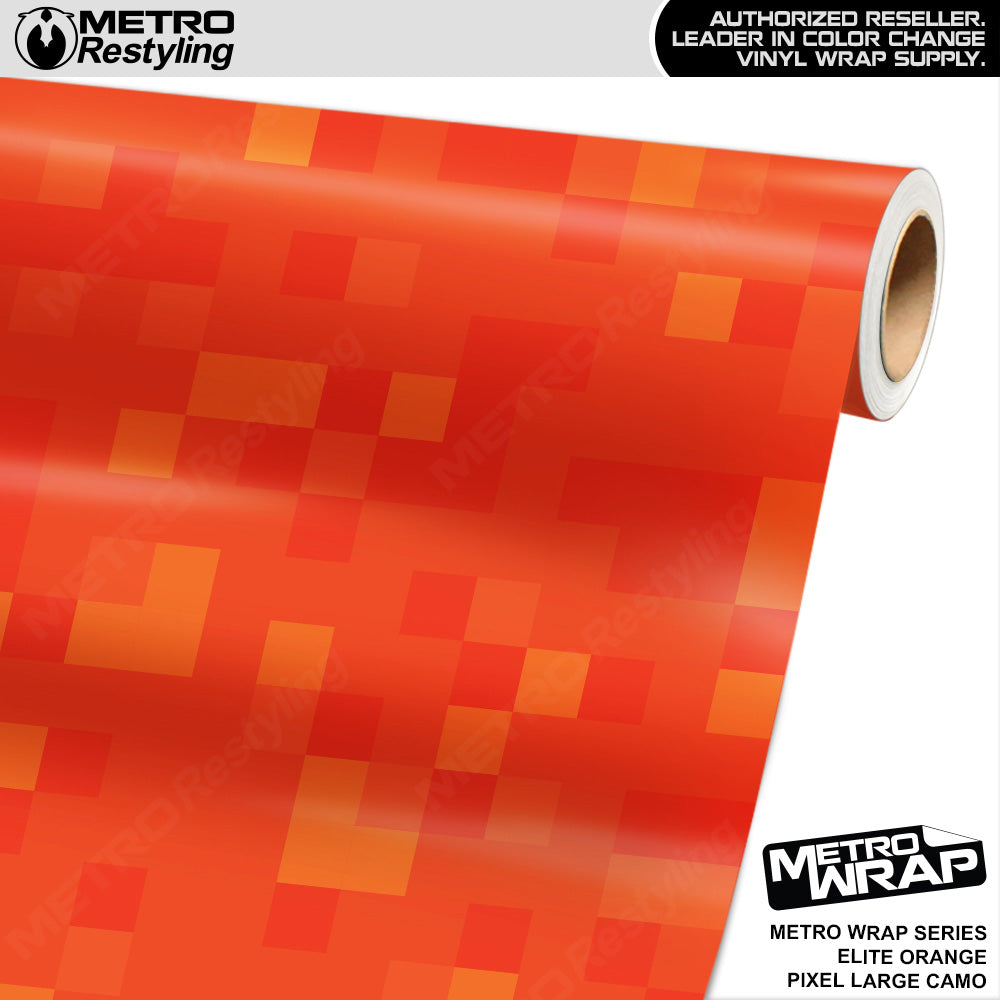 Metro Wrap Large Pixel Elite Orange Camouflage Vinyl Film