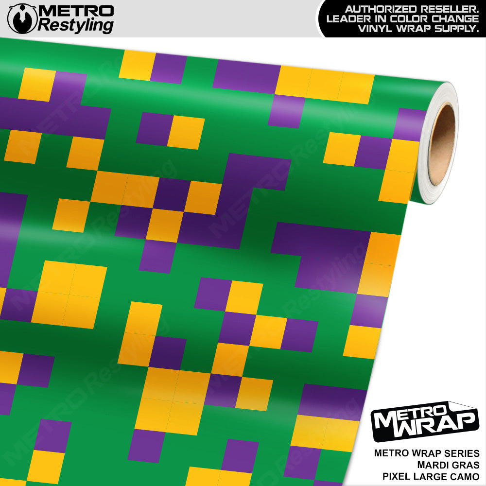 Metro Wrap Large Pixel Mardi Gras Camouflage Vinyl Film