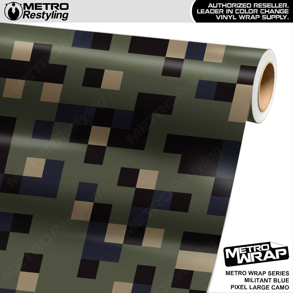 Metro Wrap Large Pixel Militant Blue Camouflage Vinyl Film