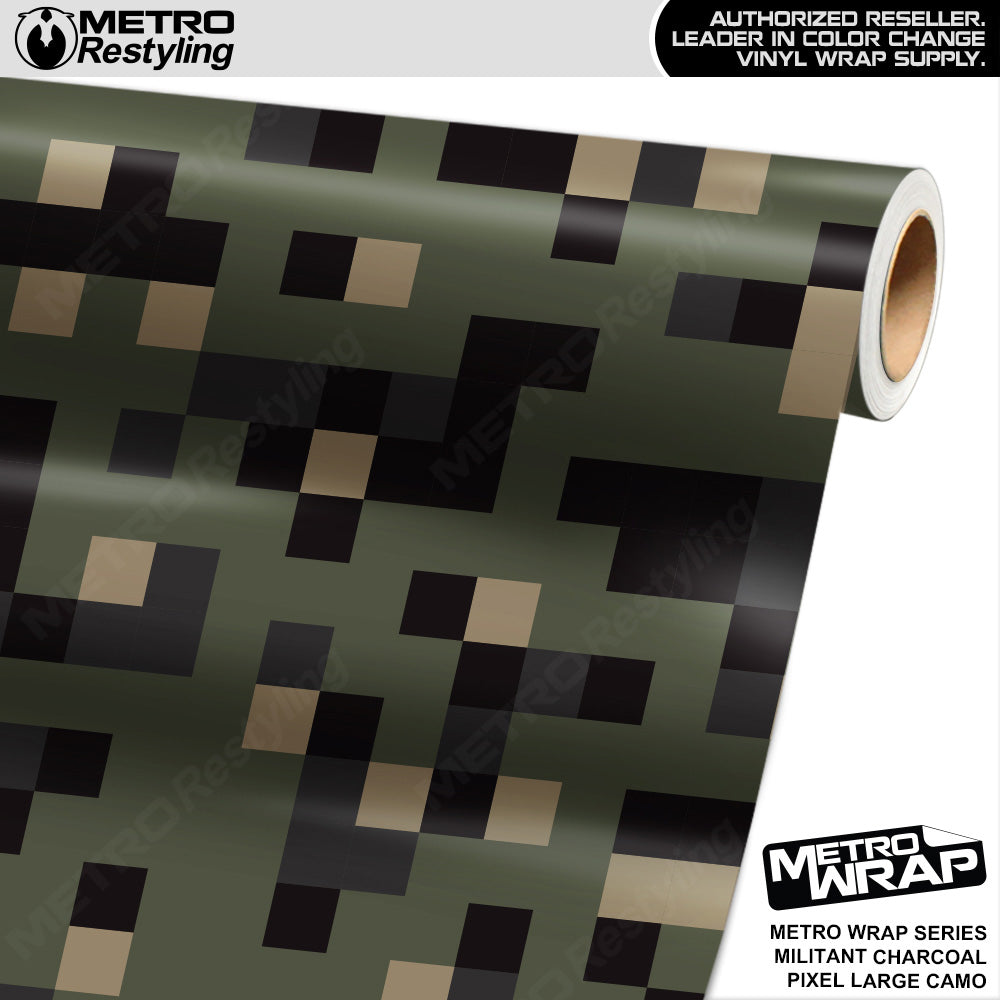 Metro Wrap Large Pixel Militant Charcoal Camouflage Vinyl Film