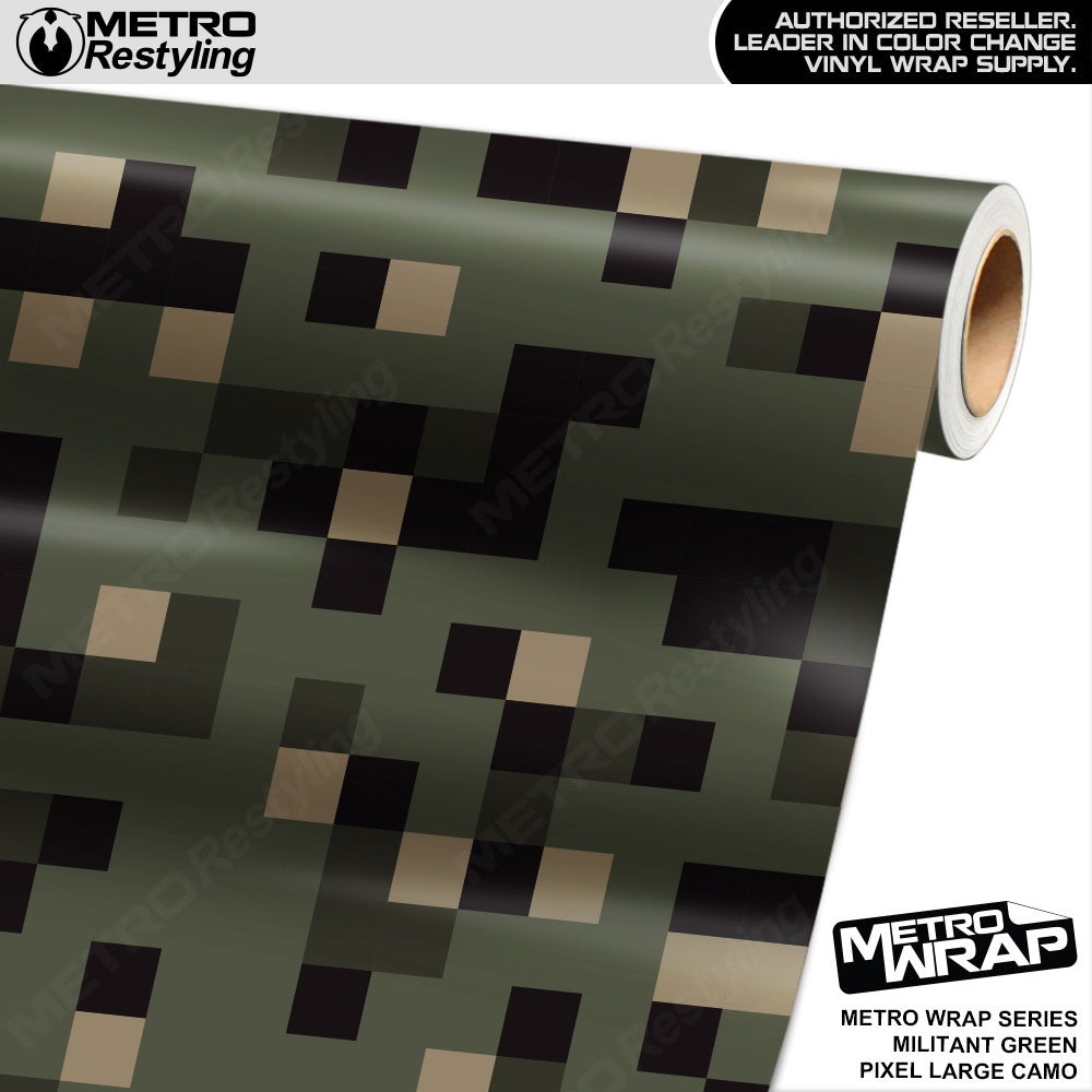 Metro Wrap Large Pixel Militant Green Camouflage Vinyl Film