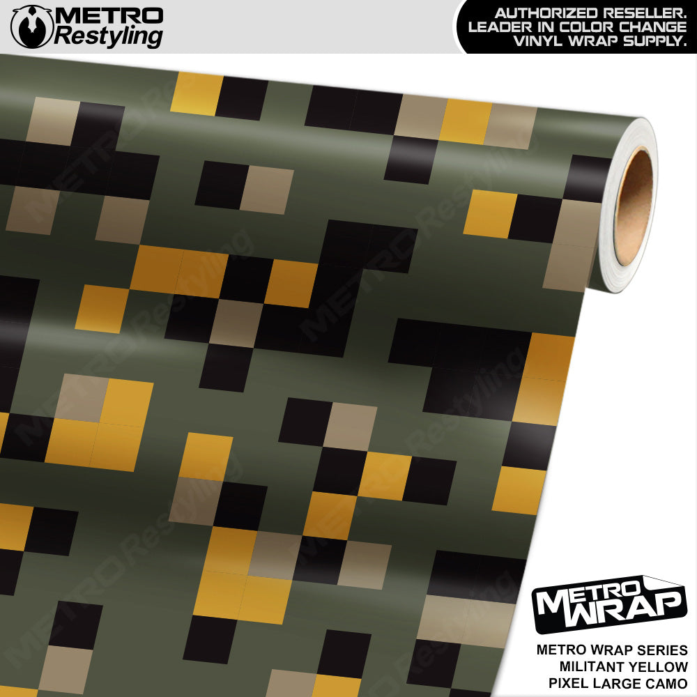 Metro Wrap Large Pixel Militant Yellow Camouflage Vinyl Film